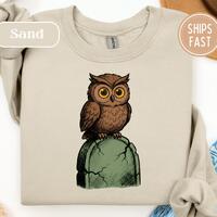 Spooky Owl Sweatshirt Gothic Owl Fall Autumn Jumper Halloween Crewneck Witchy Forest Animal Shirt