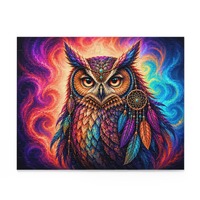 Colorful Owl with Dreamcatcher Puzzle | Vibrant Feathered Owl Jigsaw