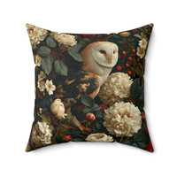 Barn Owl Among Vintage Roses Pillow | Floral Wildlife Decorative Pillow