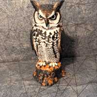 Uhu Figur auf Baumstumpf | Great Horned Owl Statue 3D Print | mehrfarbig | Eulen Deko Geschenk