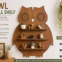 Owl Wall Shelf SVG, Laser Cut Owl Display Shelf, Wooden Animal Shelf Dxf CDR, Woodland Decor CNC Fil