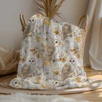 Fall Woodland Blanket, Fall Owl Birch Forest Autumn Throw, Cottagecore Minky Fleece, Barn Owl Lovers