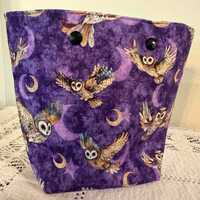 Owl Knitting Project Bag Snap Top Pouch- Small Size Sock Knitting Bag Halloween