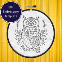 Horned Owl - Hand Embroidery Design - Instant Download