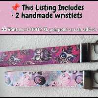 Key Fob Wristlet Set of 2 | Spooky Owl Witchy Pastel | Nylon & Faux Leather Keychains