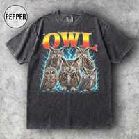 Vintage Owl Shirt, 90s Bootleg Owl Graphic Tee, Retro Bird Wildlife Shirt, Birdwatcher Nature Lover