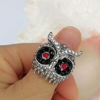 Rhinestone Crystal Statement Owl Ring Animal Jewelry