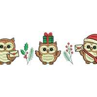 Christmas Owls Embroidery Design | Floral Birds Winter Design | DST, PES, JEF | Digital Download