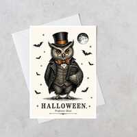 Owl Halloween Greeting Card | Victorian Owl Art Card | Wise Owl Stationery | Gothic Owl Gift | Whims
