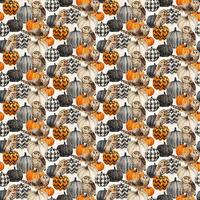 Night Owl Fabric with Owls and Pumpkins, Cream Multi - Halloween Fabric Collection by Deborah Edward