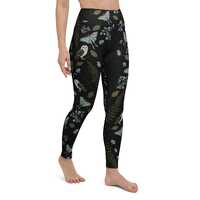 Luna Moth Owl Botanical Leggings, Celestial Cottagecore Yoga Pants