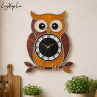 Wise Owl Stained Glass Wall Clock, Unique Woodland Bird Gift for Animal Lovers