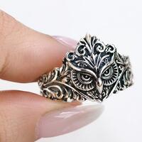 925 Sterling Silver Owl Ring, Gothic Owl Ring, Vintage Bird Ring, Nature Inspired Statement Jewelry,
