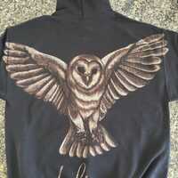 Diamond Owl Bleach Art Hoodie &ndash; Handmade Grunge Sweatshirt &ndash; Dark Aesthetic Wings &ndash