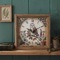 Barn Owl Wall or Desk Clock &ndash; Personalised Woodland Animal Gift - 8-inch Square Handmade Woode