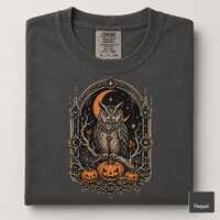 Gothic Owl Halloween Shirt, Celestial Pumpkin Tarot Tee, Witchy Dark Academia Comfort Colors T-Shirt