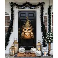 Wise Owl Halloween Wood Sign, Spooky Owl Front Door Decor, Rustic Fall Wall Art, Wooden Plaque Gift