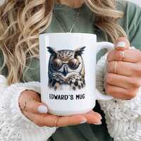 Custom Owl Mug, Personalized Owl Coffee Cup, Cool Owl Design, Owl Lover Gift, Unique Owl Mug, Owl Mu