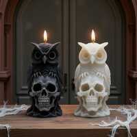 Night owl skull candle silicone molds-Halloween candle mold-3D skull soy wax mold-Scented candle mol