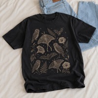 Luna Moth Shirt, Owl Bat Tshirt, Unisex Comfort Colors 1717, Cottagecore Goth Tee, Witchy Nature Shi