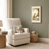 Woodland Owl Reading Print | Watercolor Nursery Wall Art (Digital Download)