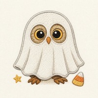 Ghost Owl Halloween Embroidery File, Spooky Season Candy Corn Design (Digital Download)