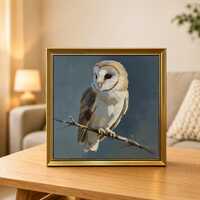 Original Oil Painting of Barn Owl, Textured Bird Wall Art, Whimsigoth Bookshelf Decor