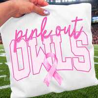 Owls Pink Out PNG, Striped Owls Mascot PNG, Breast Cancer Awareness Shirt Design, Game Day Sublimati
