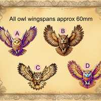 Owl Brooch. 4 options laser wood graphic brooch.  Twitcher delight.