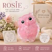 Rosie the Little Owl of Friendship | Rose Quartz Pocket Owl Keepsake | Meaningful Friendship Gift wi