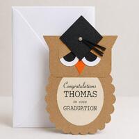 Personalised Graduation Card, Handmade Owl Card with Custom Name, 5x7 Inch Keepsake