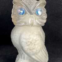 Avon Snow Owl Glass Powder Bottle