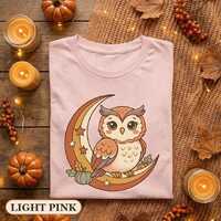 Owl Halloween Shirt, Cute Spooky Owl Tee, Retro Fall Owl Shirt for Bird Lovers, Cozy Spooky Season A