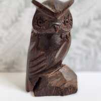 Hand-Carved Mid-Century (4 in) Ironwood Owl Vintage Home Decor and Bookshelf Decor