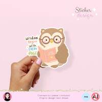 Owl PNG, Cute Reading Owl Sticker, Book Lover Clipart, Woodland Animal Printable PNG