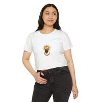 Golden Sun Owl Crop Top | Boho Spiritual Mandala, Feathers, Crescent Moon