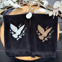 Embroidered Owl Fingertip Towels Set of Two