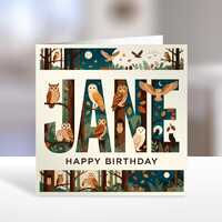 Owl Birthday Card | personalised |  fun owl Gift for adults, kids, him or her