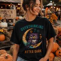 Overthinking After Dark Shirt, Funny Owl Halloween Tee, Comfort Colors 1717