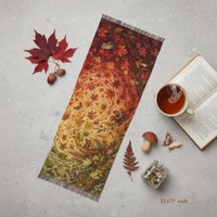 Autumn Leaves Scarf | Woodland Fox, Owl, Squirrel Watercolor Wrap