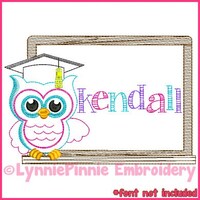 School Owl Colorwork Sketch Embroidery Design 4x4 5x7 6x10 Machine Embroidery Design
