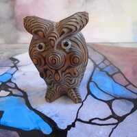 Owl Figurine Cryptomeria Carved Wood Shou Sugi Ban Japan 1950s