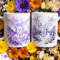 Snow Owl Mug, Custom Bird Gift, Coffee Cup Winter Wildlife Tea Mug, Boho Animal Cup Barn Snowy Great