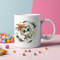 Halloween Owl Mug, Cute Witch Owl Coffee Mug, Kawaii Autumn Ceramic Cup, Whimsical Fall Coffee Mug, 