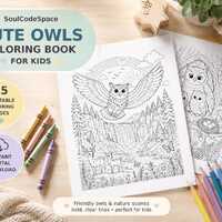 Printable Owl Coloring Book for Kids, 25 Pages, Instant Download PDF