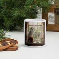 Snowy Owl Mug, Owl Lover Gift, Cozy Cottagecore Coffee Mug, Book Lover Cup, Woodland Owl Mug