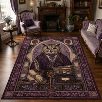 Dark Academia Owl Rug, Gothic Victorian Library Area Carpet