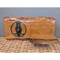 Vintage Live Edge Wood Owl Wall Clock Shelf Rustic Cabin Decor Quartz As Is Gift