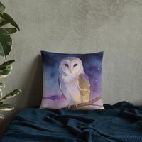 Boho Owl Pillow | Woodland Owl Throw Pillow | Mystical Purple Gold Night Sky Owl Decor
