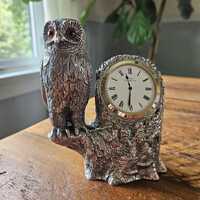 Royal Selangor Pewter Owl Clock. Vintage Pewter. 1990s